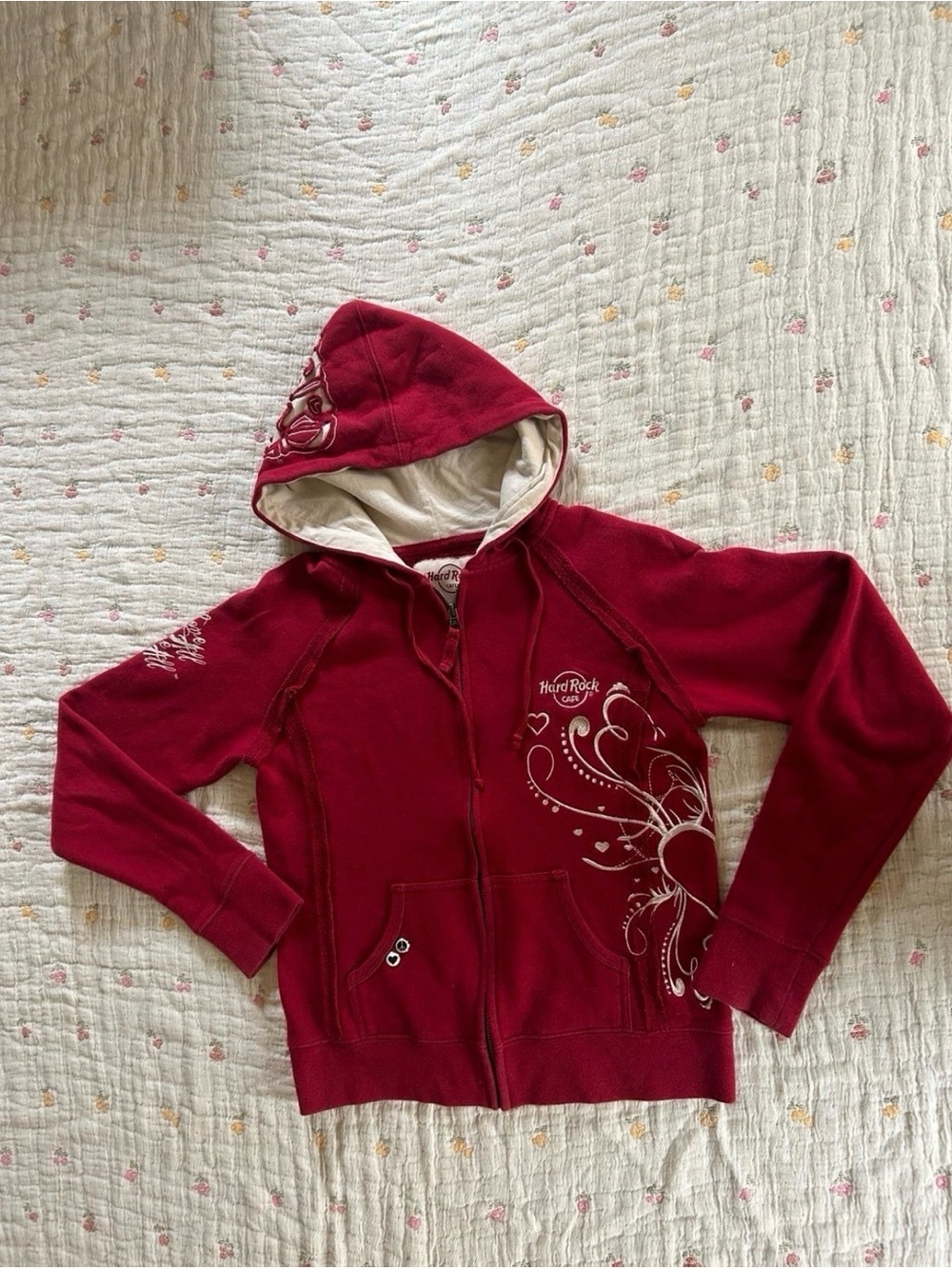 Hard Rock Cafe Red Zip-Up Hoodie Jacket